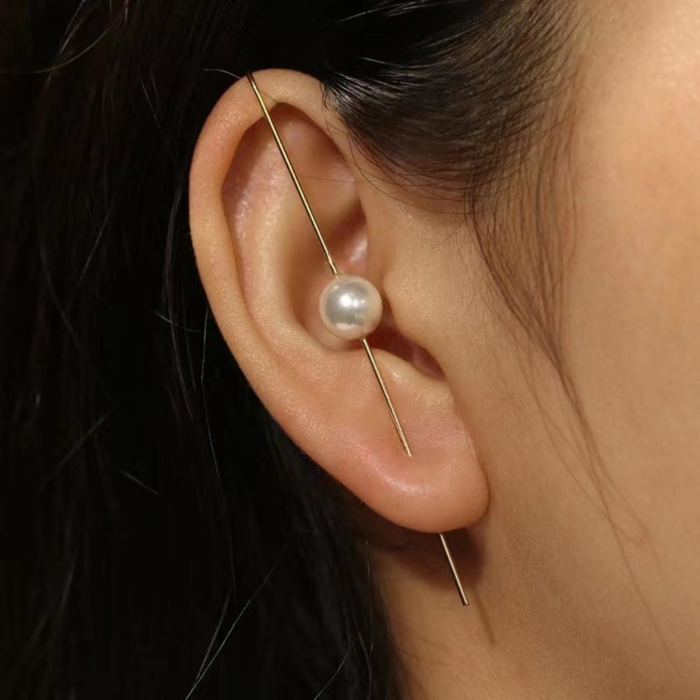 Gold Pearl Ear Pin